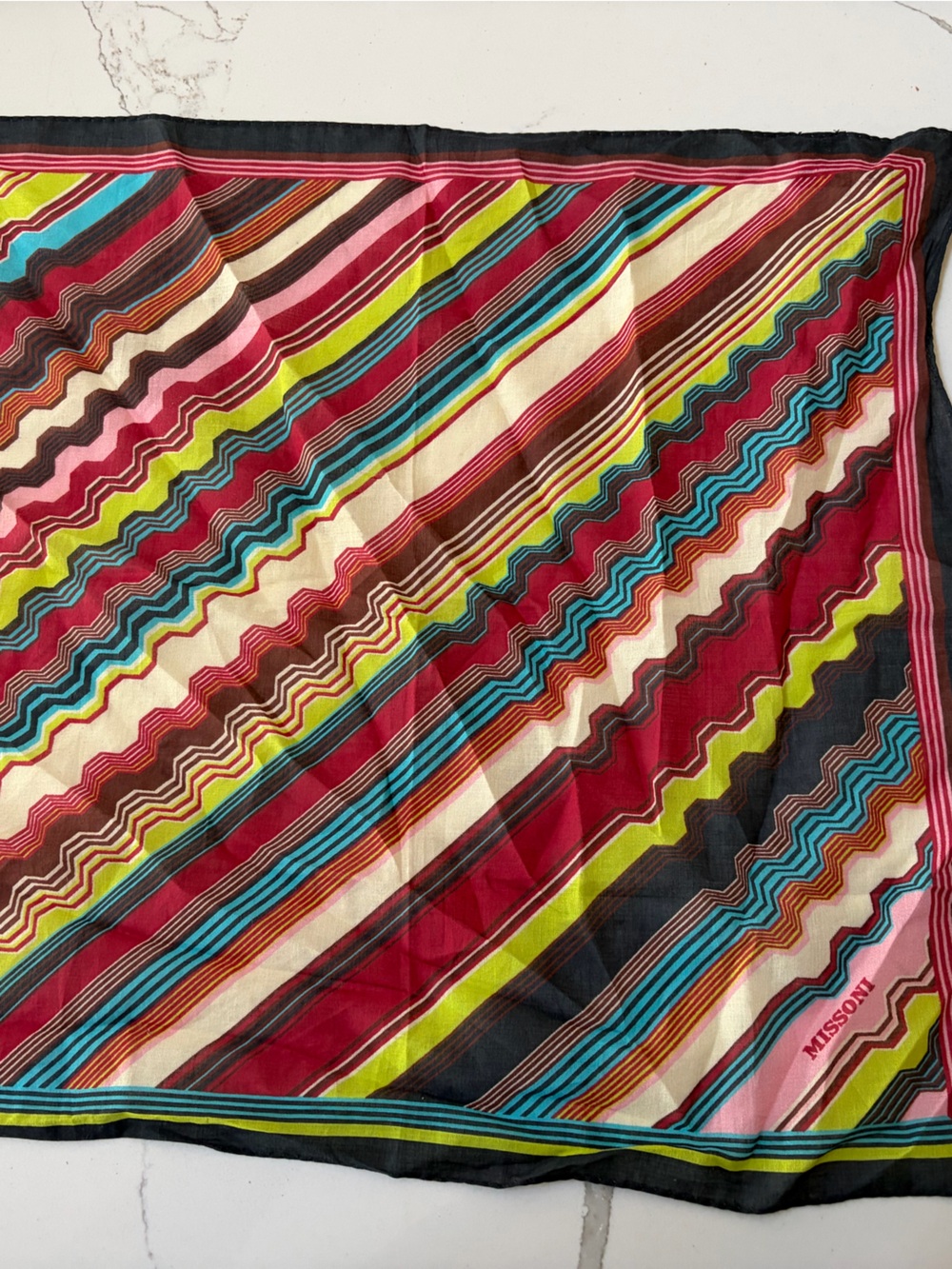 Missoni Multicolor cotton Scarf with Black Border